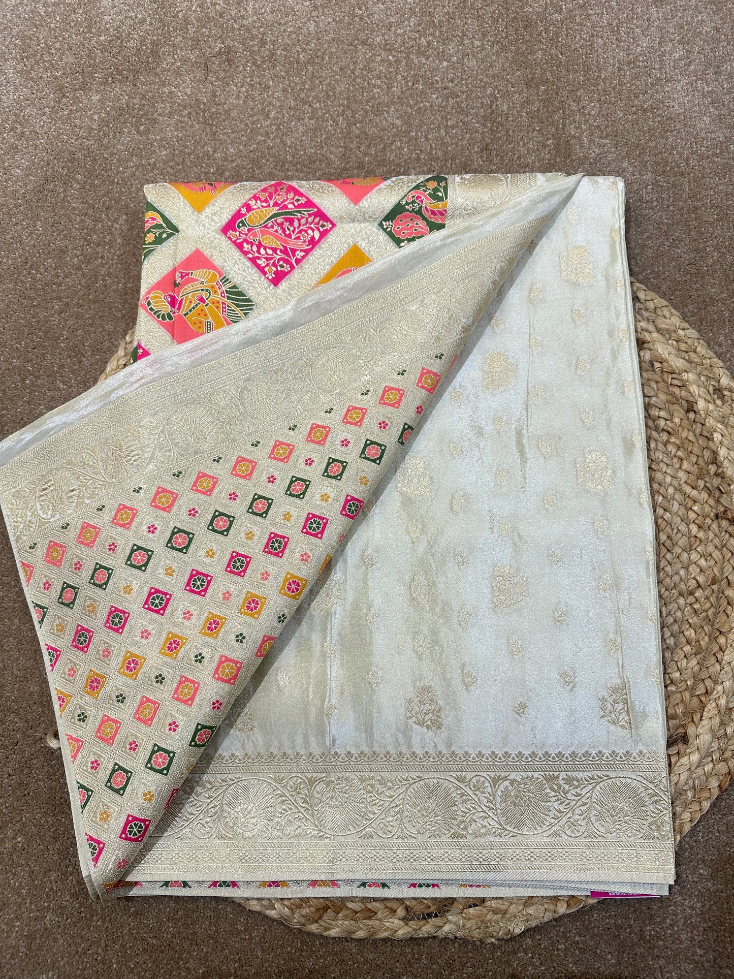 Pichwai Banarasi Grace Off-White Saree