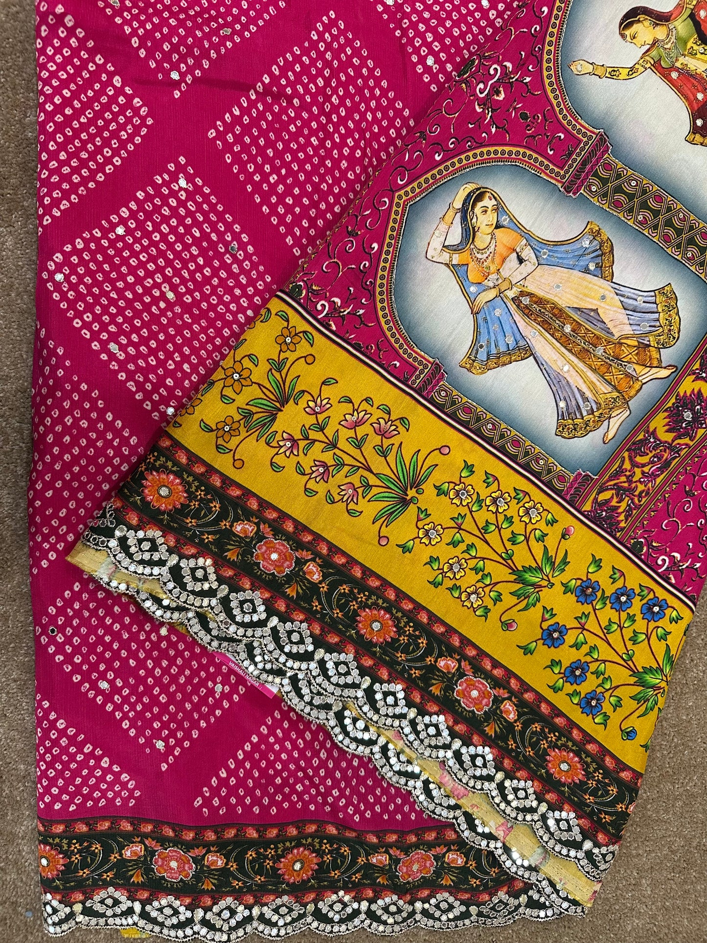 Pichwai Raga Bandhej Print Designer Saree