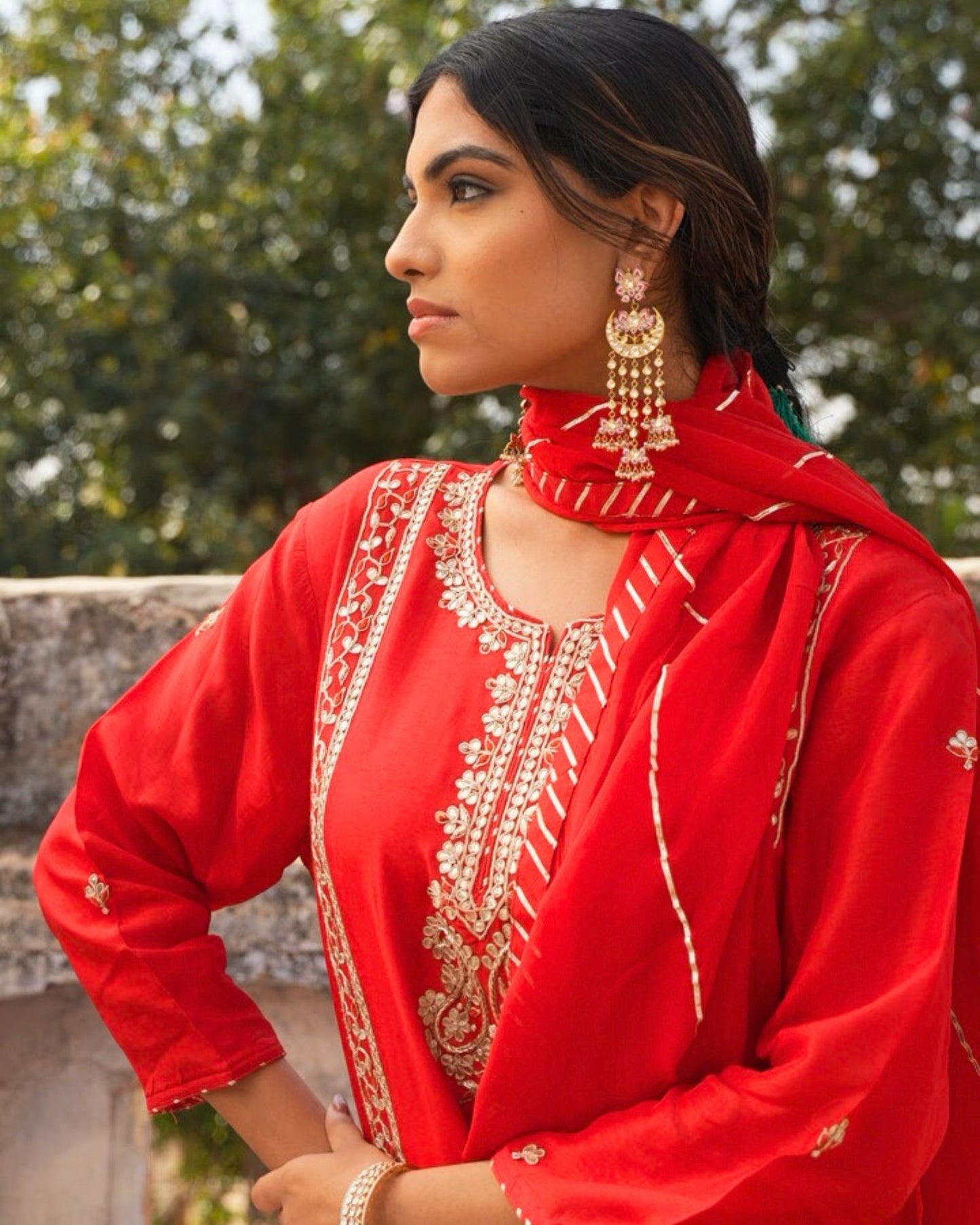 Mughal Majesty Red Sharara Set