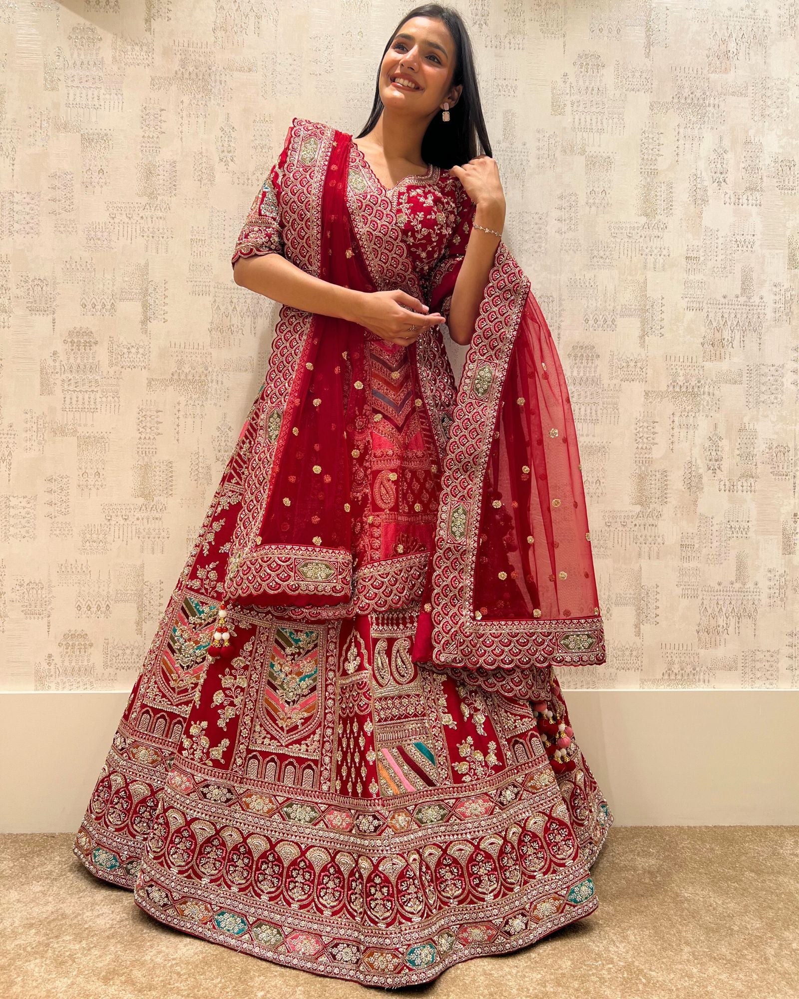 Aagman ~ Red Zardozi Bridal Lehenga With Handcrafted Detailing