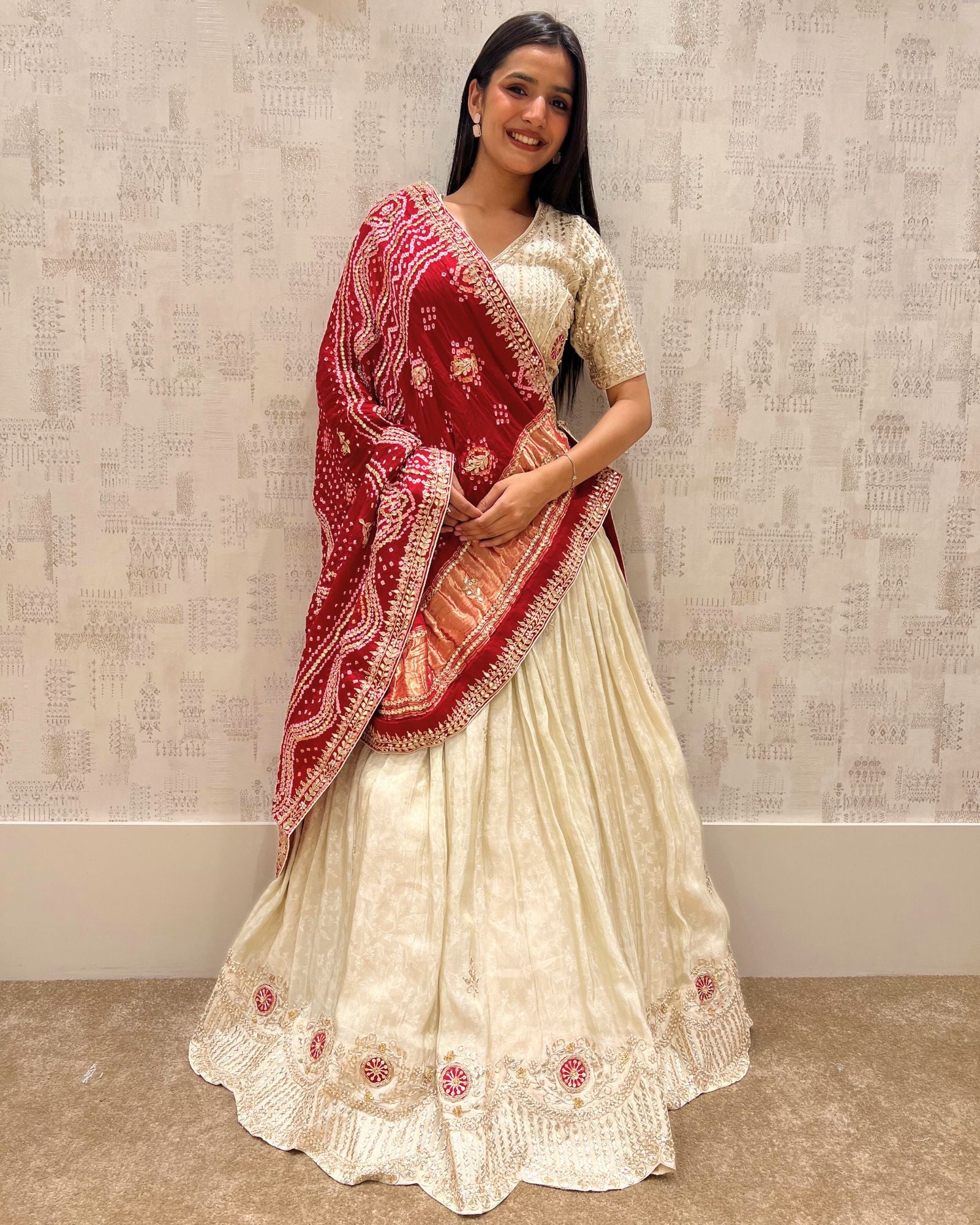 Traditional Charm Lehenga With Pure Fabiana Bandhej Duptta
