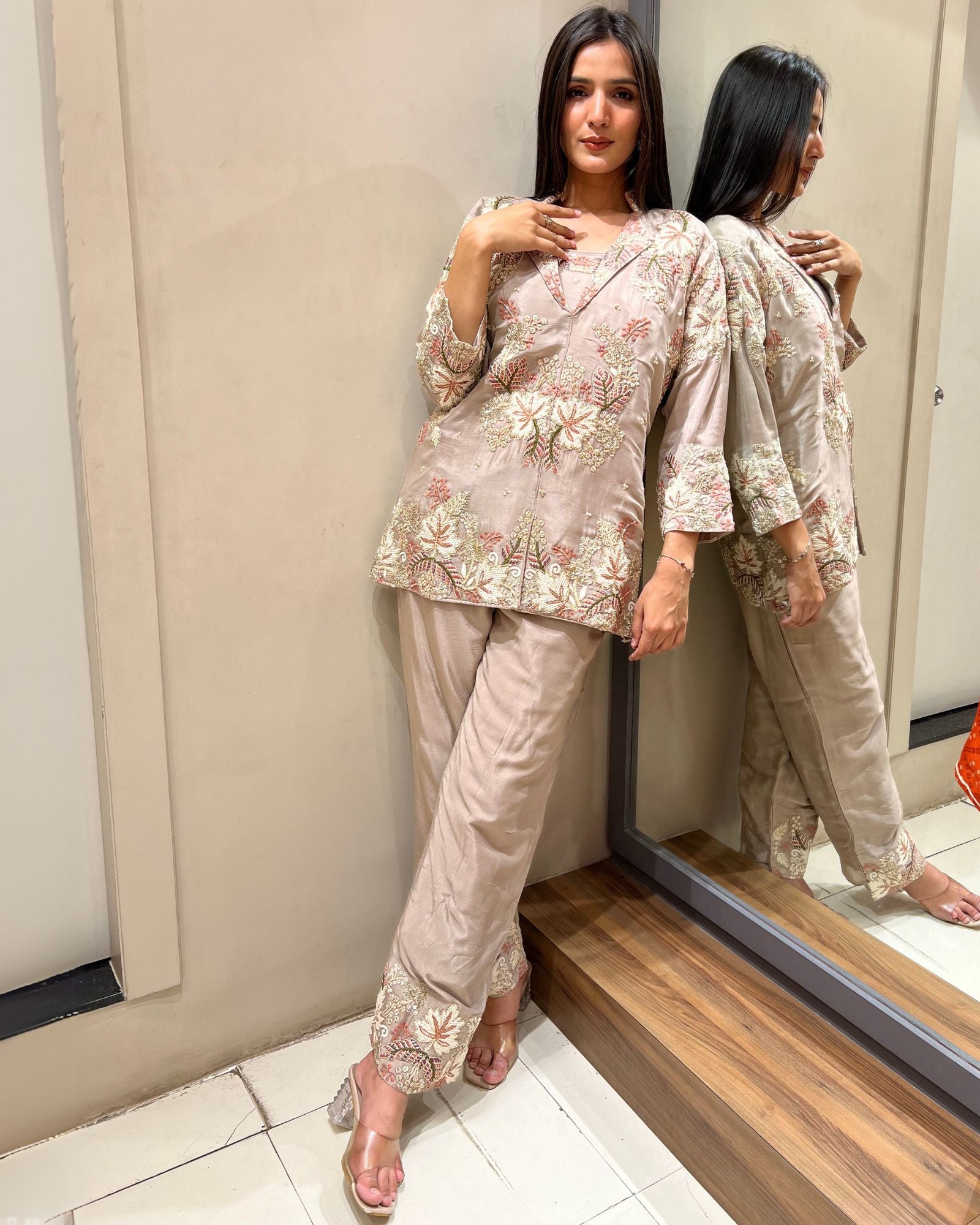 Gulshan Beige Threadwork Co-ord Set