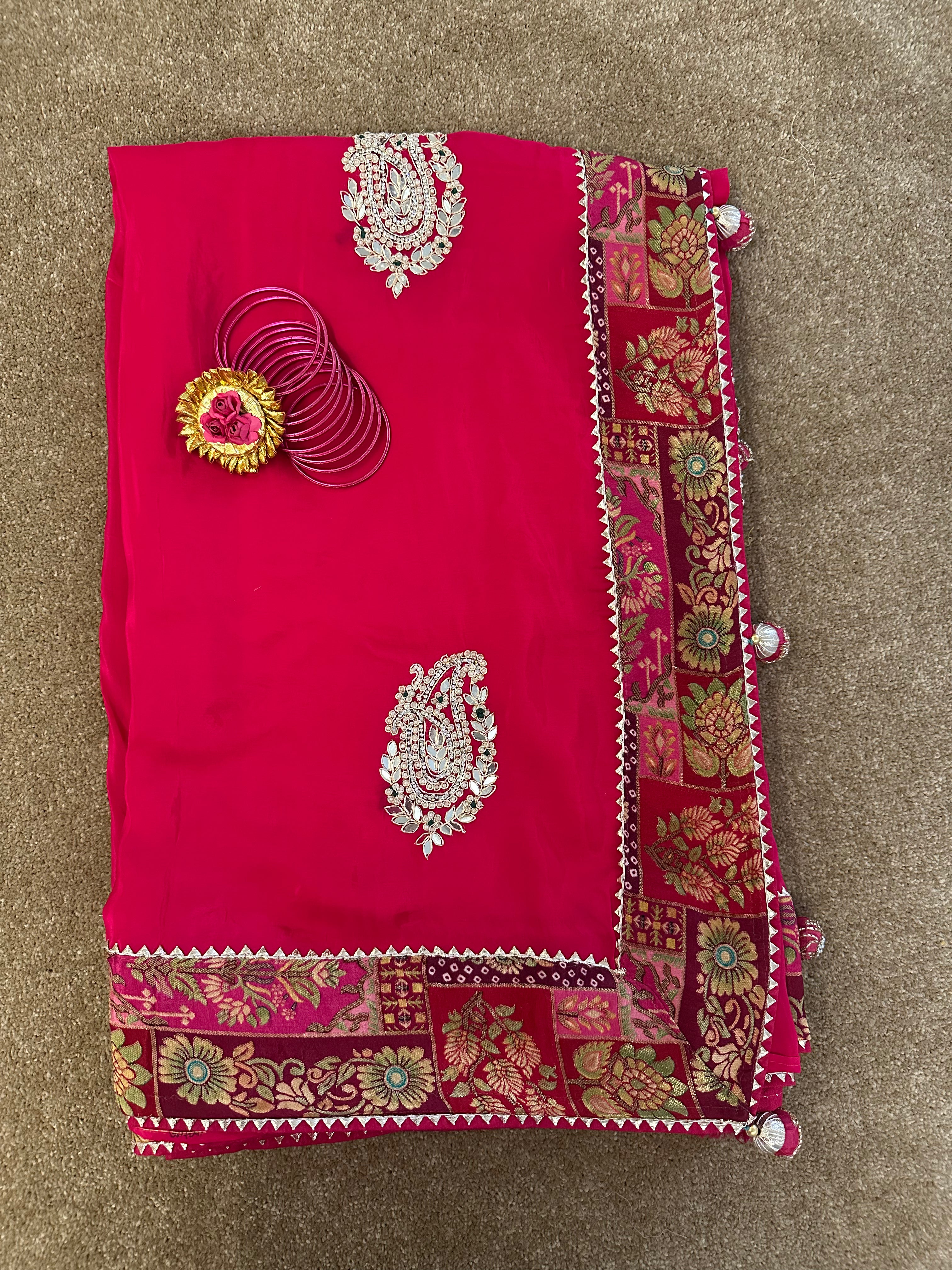 Classic Zardozi Saree With Banarsi Patch Border