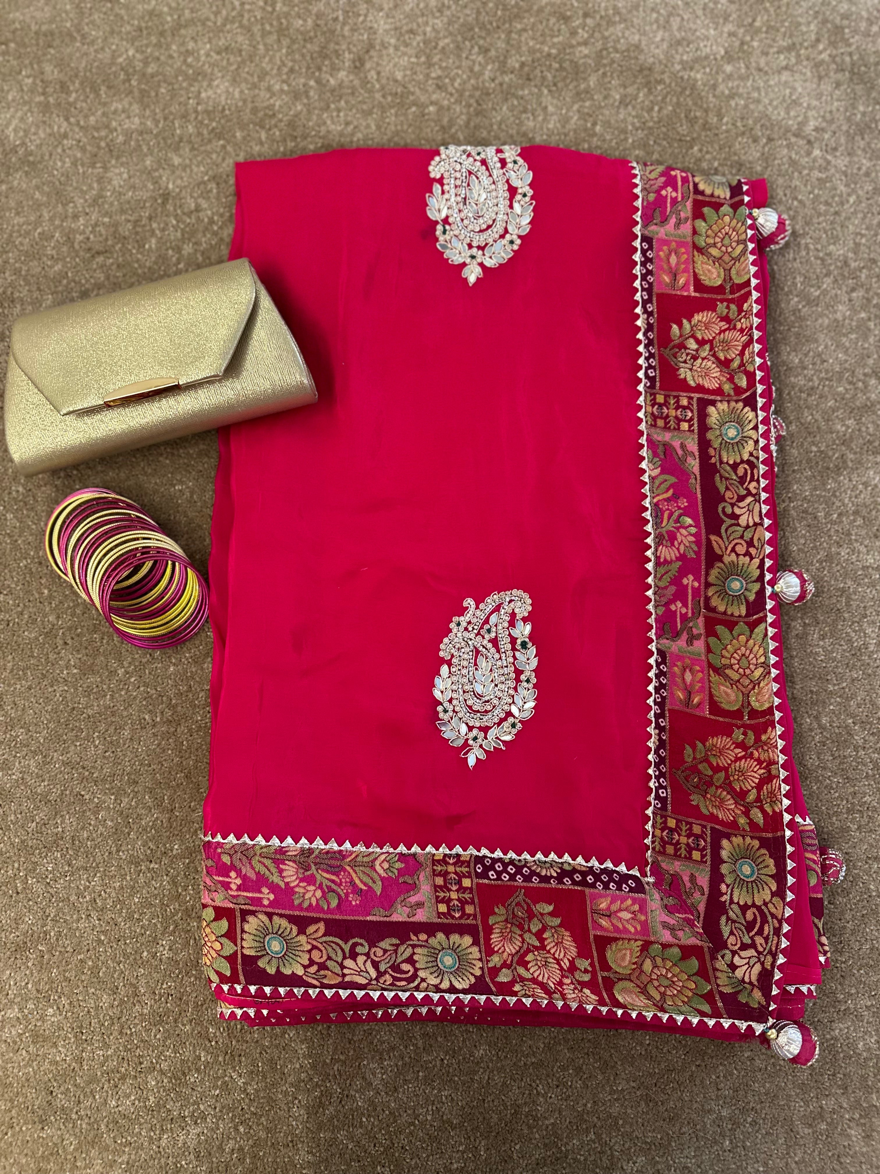 Classic Zardozi Saree With Banarsi Patch Border