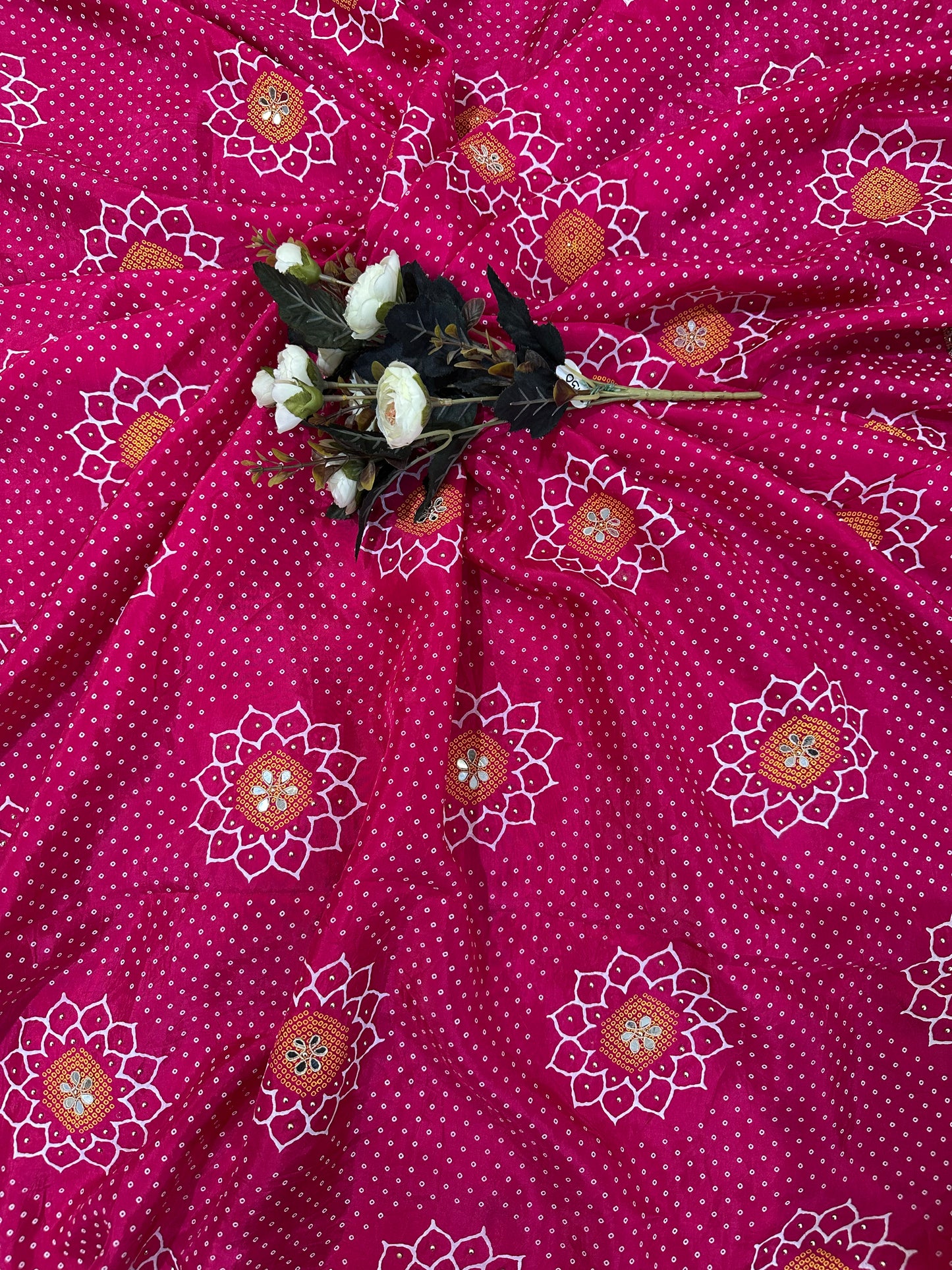 Rani Bandhej Print Saree
