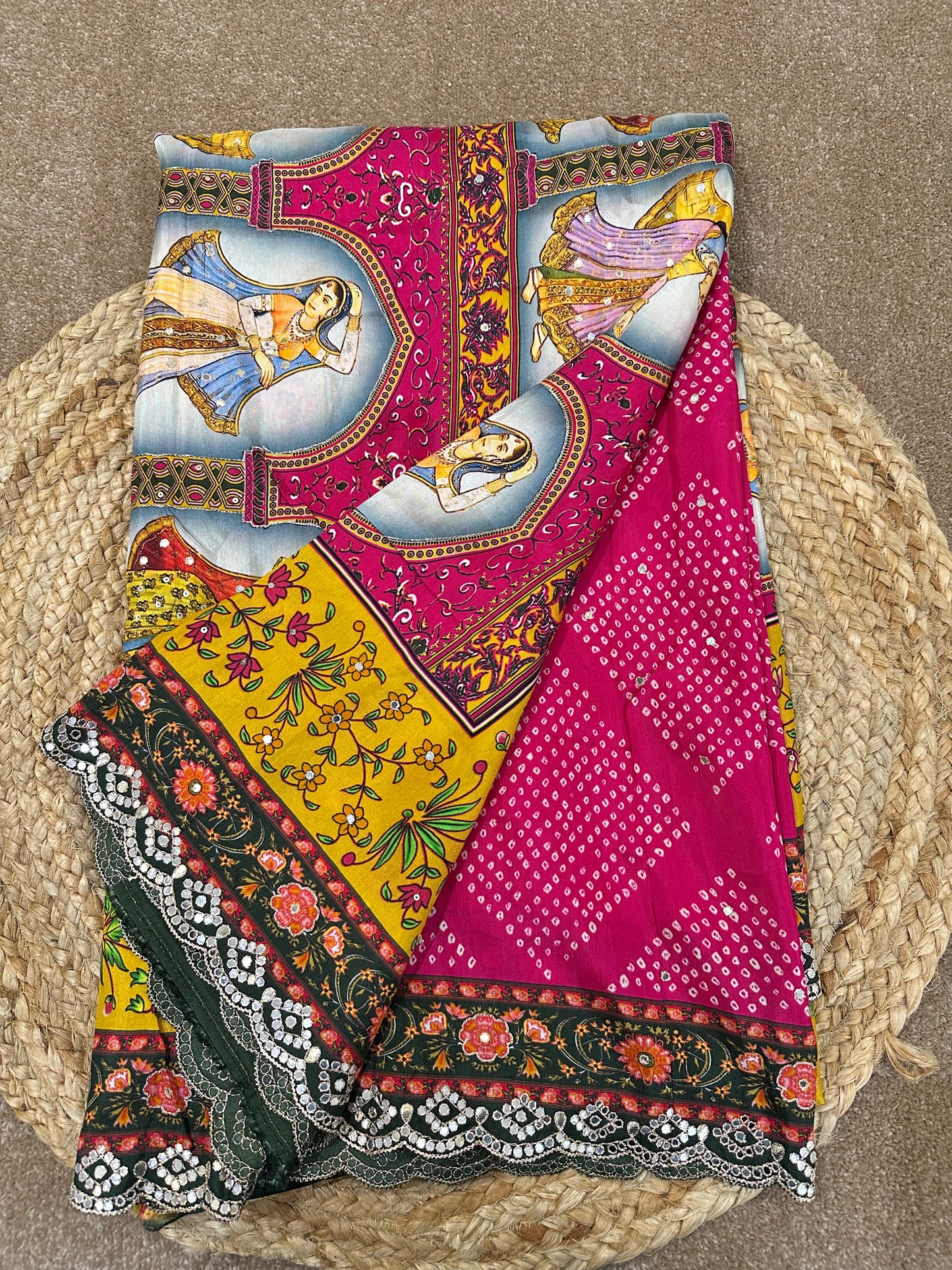 Pichwai Raga Bandhej Print Designer Saree